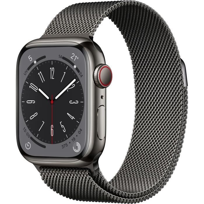 Apple Watch Series 8 GPS + Cellular - 41mm - Boîtier Graphite Stainless Steel - Bracelet Graphite Mi