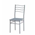 NINA Ensemble table à manger de 4 à 6 personnes + 4 chaises - Contemporain - En métal et MDF gris laqué - L 120 x l 70 cm-1
