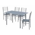 NINA Ensemble table à manger de 4 à 6 personnes + 4 chaises - Contemporain - En métal et MDF gris laqué - L 120 x l 70 cm-2