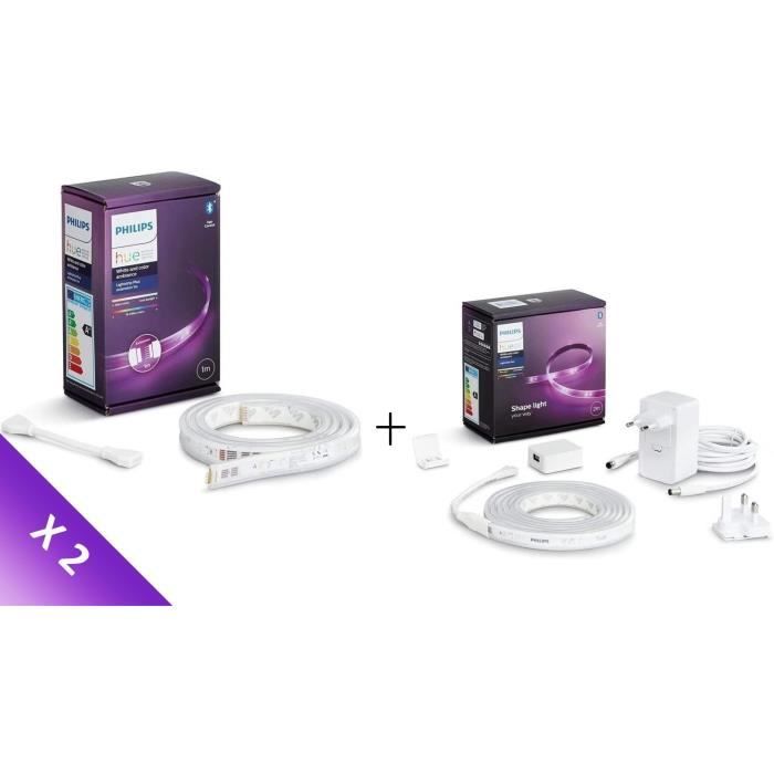 Philips Hue Lots 4m Lightstrips - Base Lightstrip Plus V4 2 mètres + 2 Extensions Lightstrip Plus V4 1 mètre