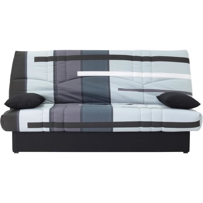 Clic clac 3 places DREAM - Tissu 100% Coton imprimé Piste Gris - Couchage 125x190 cm - L190 x P92 x 