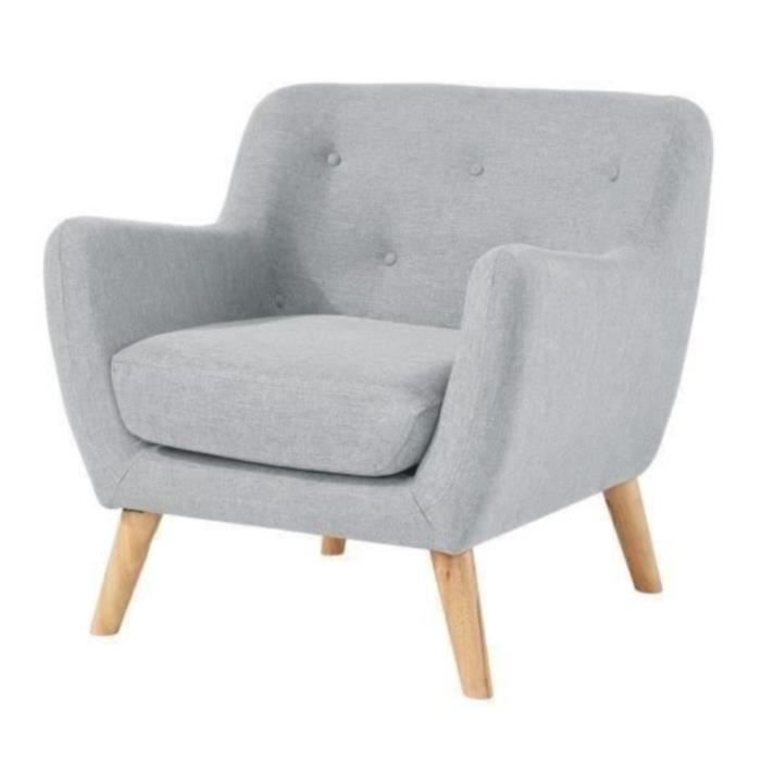 Scandi Fauteuil Scandinave En Tissu Chiné Gris Clair L 79 X P 82 Cm