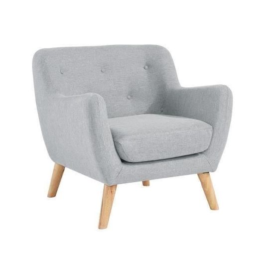 Scandi Fauteuil Scandinave En Tissu Chiné Gris Clair L 79 X P 82 Cm