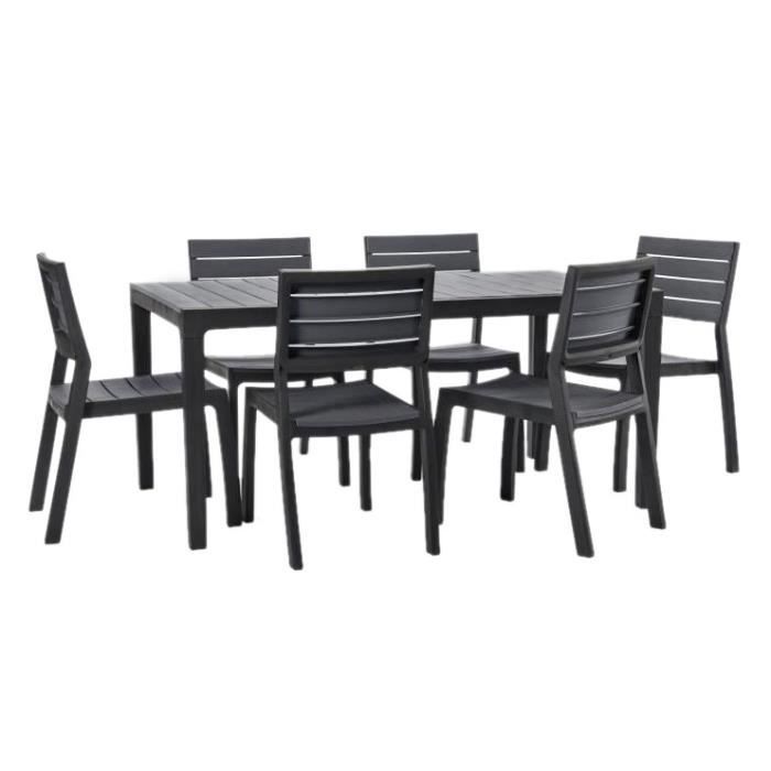 Table De Salle à Manger Extérieure Rectangulaire Keter Avon - Résine, Plateau Imitation Bois, 159x95x75 Cm, 6 Personnes