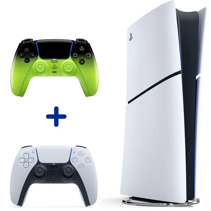 Pack PS5 Digitale (sans lecteur CD) : Console PlayStation 5 (Modèle Slim) + 2ème manette DualSense Remix Green