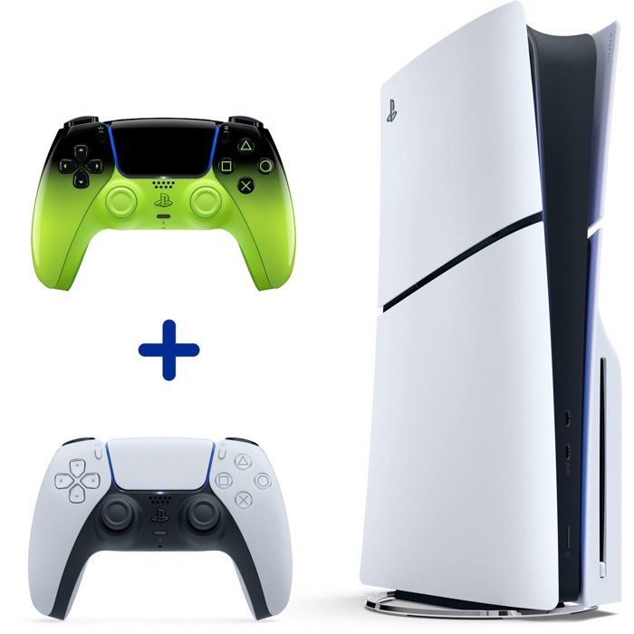 Pack PS5 Standard (avec lecteur CD) : Console PlayStation 5 (Modèle Slim) + 2ème manette DualSense Remix Green