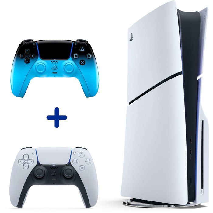 Pack PS5 Standard (avec lecteur CD) : Console PlayStation 5 (Modèle Slim) + 2ème manette DualSense Rhythm Blue