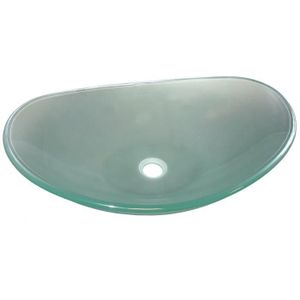 LAVABO - VASQUE Vasque ovale à poser PIROGUE - ONDEE - Transparent - 56x36,5cm - Verre - Sans trop plein