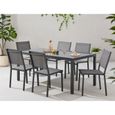 Ensemble repas de jardin : Table 160 cm + 6 chaises - Structure en aluminium - Gris anthracite-0