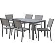 Ensemble repas de jardin : Table 160 cm + 6 chaises - Structure en aluminium - Gris anthracite-1