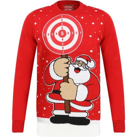 Pull De Noël Homme D555 Rouge Rayures Taille XXL - Neuf Avec étiquettes, Cadeau Papa