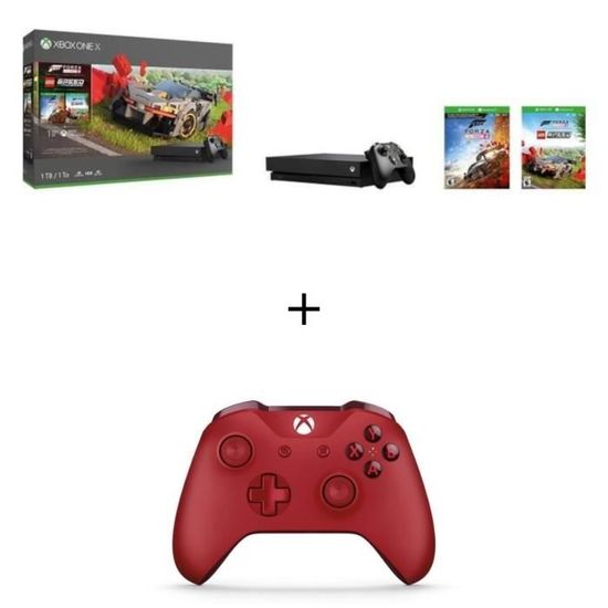 Xbox One X 1 To + Forza Horizon 4 + DLC LEGO + 2eme Manette sans fil Xbox Rouge