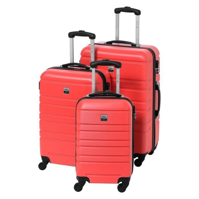 Valise Cabine Bagage Resistant et L/éger Set 3 Bagages 4 roulettes Pivotantes Valise Week-End Wave Paris Valise Soute Set de 3 Valises Elbe Beige Valises Rigides ABS avec Serrure TSA