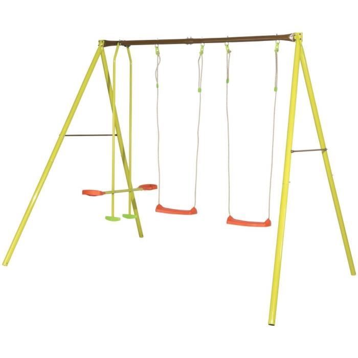 Portique métal - 2,20m - 2 balançoires et 1 face à face - ELIROU TRIGANO