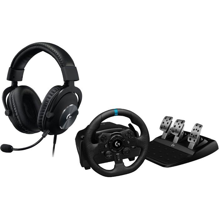 Pack Logitech Volant de course G923 - Compatible PS5 PS4 et PC + Casque gamer - Filaire - Pro X - USB - PC - Noir