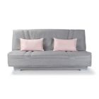 GRUHIER COMFORT BULTEX Banquette clic clac - Tissu Gris + Coussins déco rose - L193 x P95 cm