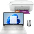 PC Portable HP - 15s-eq2074nf - 15" FHD - Ryzen 5-5500U - 8Go - 512Go SSD - W11 + HP DeskJet 2710e Imprimante + Souris sans-fil 200-0