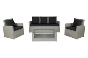 Mobilier De Jardin En Resine Tressee Design Gris Beige Zelie 6