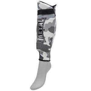 Proteges tibias avec pieds Mousse Metal boxe blanc