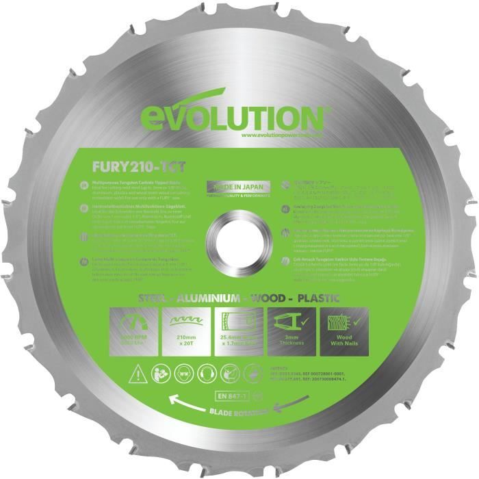 Evolution Evolution Acier Coupe Lame de scie circulaire 255 x 2 x 25.4 m HTC 255 STEE