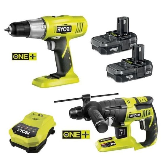 Pack RYOBI Marteau perforateur R18SDS-0 - 18V One+ - 1 Batterie 2.0Ah Pack RYOBI Marteau perforateur R18SDS-0 - 18V One+ - 1 Batterie 2.0Ah