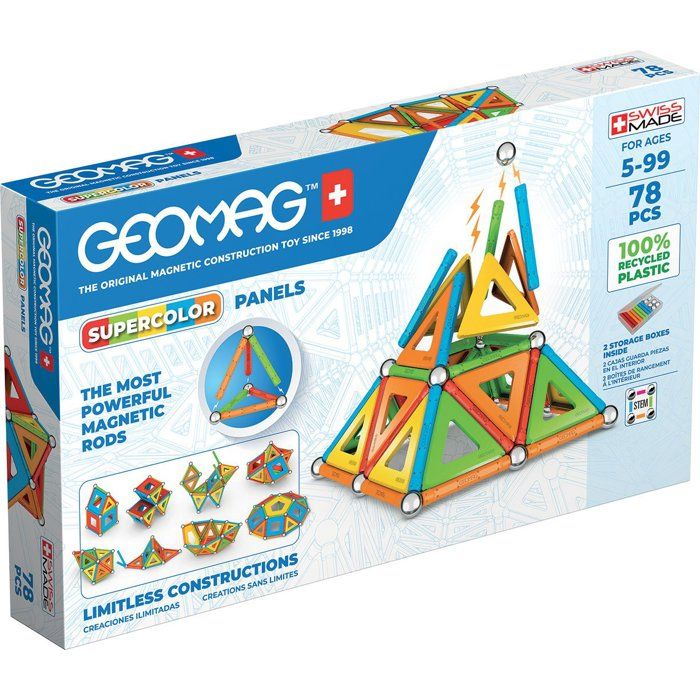 GEOMAG Supercolor Panels Recycled Jeu de construction magnétique plastique recyclé 78 pièces dès