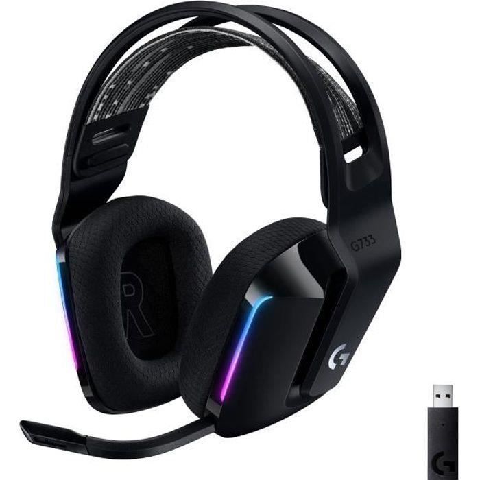 Casque gamer - Sans fil - Logitech G - G733 Lightspeed - PS5 PS4 PC MAC - Noir