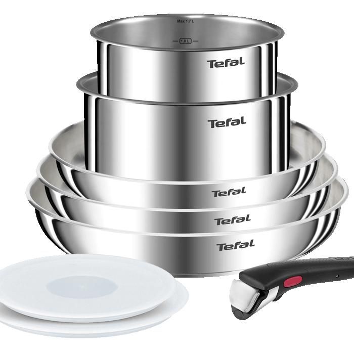 Tefal Ingenio Emotion Batterie de cuisine 8 pièces L8968S04 Acier inoxydable non revêtu
