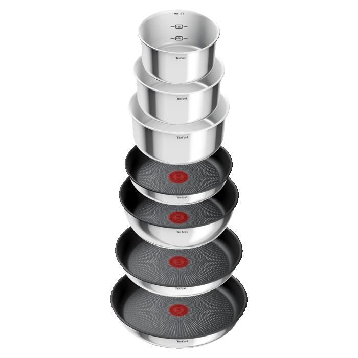 Batterie De Cuisine Tefal Ingenio Emotion 13 Pièces - Acier Inox, Induction, Revêtement Titanium X2 - Garantie 5 Ans