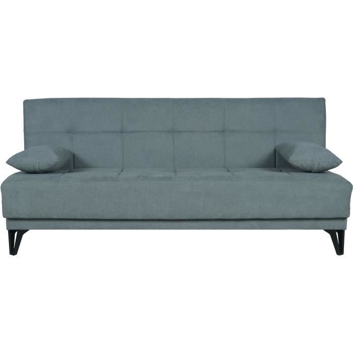 Banquette convertible 3 places - LIMRA - Tissu menthe- 2 coussins - 190 x 87 x 87 cm