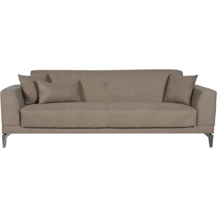 Canapé convertible 3 places HENRY Tissu 3 coussins coffre de rangement 234 x 85 x 84 cm