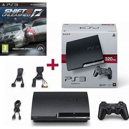 Console Salon - Sony - PS3 Slim 320 Go - Noir - Shift 2 Unleashed
