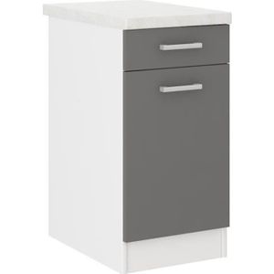 ELEMENTS BAS ULTRA Meuble bas de cuisine L 40 cm avec plan de travail inclus - Gris