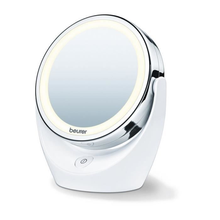 Miroir grossissant x5 cosmétique rotatif avec lumière LED - BEURER BS 49 - Finition en chrome de haute qualité
