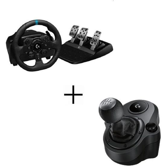 Pack Logitech Volant de course G923 - Compatible PS5, PS4 et PC + Levier de vitesse Driving Force Shifter