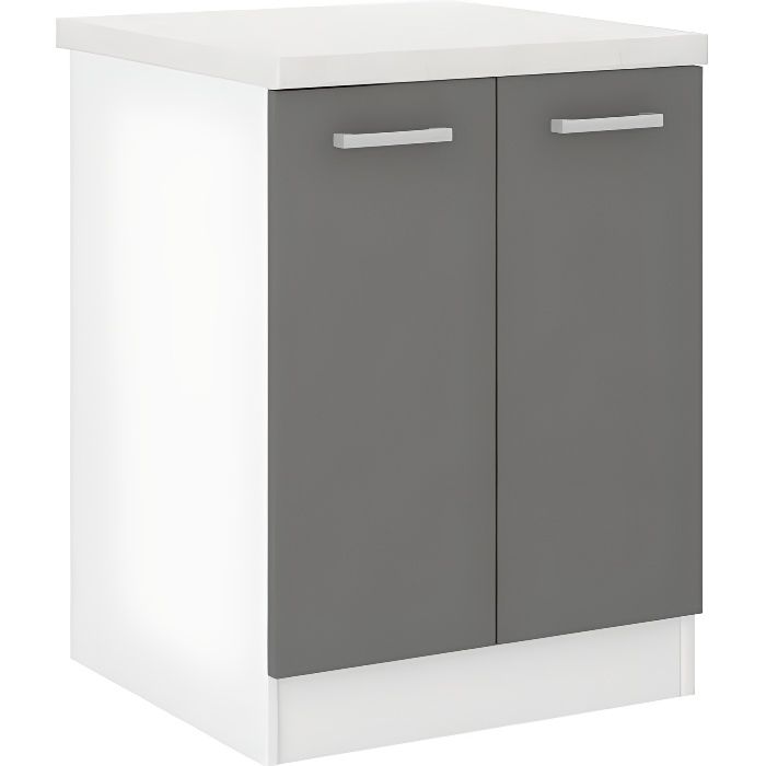 ULTRA Meuble bas de cuisine L 60 cm avec plan de travail inclus - Gris