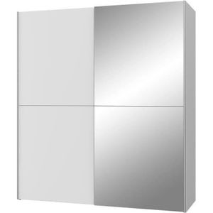 ARMOIRE DE CHAMBRE Armoire 2 portes coulissantes + miroir - Panneaux de particules - Blanc mat - L 170,3 x P 61,2 x H 190,5 cm - ULOS