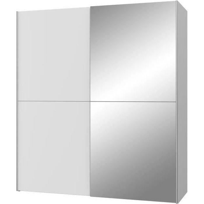 Armoire 2 portes coulissantes + miroir - Panneaux de particules - Blanc mat - L 170,3 x P 61,2 x H 1