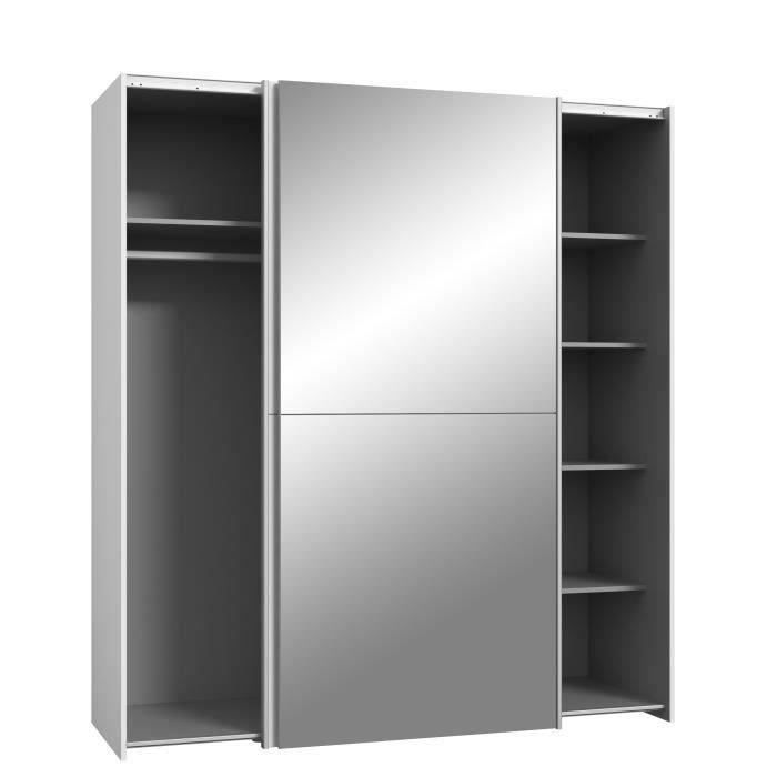 Armoire chambre adulte 2 portes coulissantes bois noir et miroir Baker