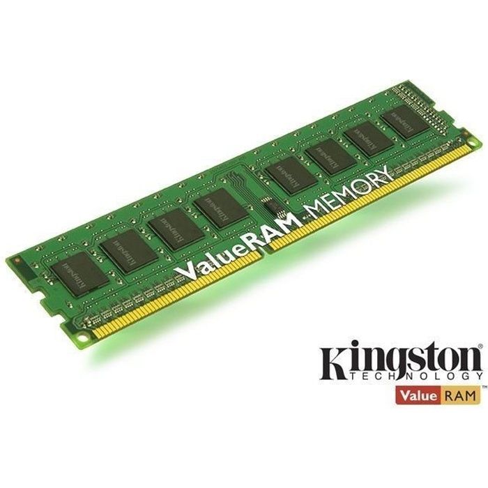 Vente Memoire PC Kingston ValueRAM DDR3 4Go, 1333MHz CL19 240-pin DIMM  - KVR13N9S8/4 pas cher