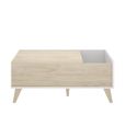 Ensemble meuble TV table basse buffet NESS - Mélaminé - Style scandinave - Chêne et blanc-1