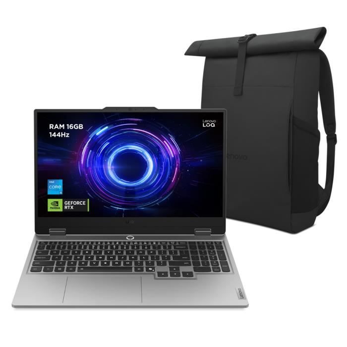 PC portable Gamer LENOVO LOQ 15IRX10  Sans Windows - 15 FHD 144hz - Core i5-13450HX - RTX 5060 115W - 16 Go - 512 Go + Sac
