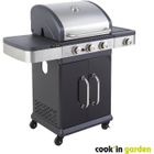 COOK'IN GARDEN Barbecue à gaz FIDGI 3 - 3 feux + Side - 11,5 kw - L 122 × l 57× H 112cm - Surface de cuisson: 57,5x42 cm - Noir