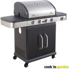 COOK'IN GARDEN Barbecue à gaz FIDGI 4 - 4 brûleurs + Side - L 133 × l 57 × H 112cm - Surface de cuisson : L 68,5 × l 42cm - Noir