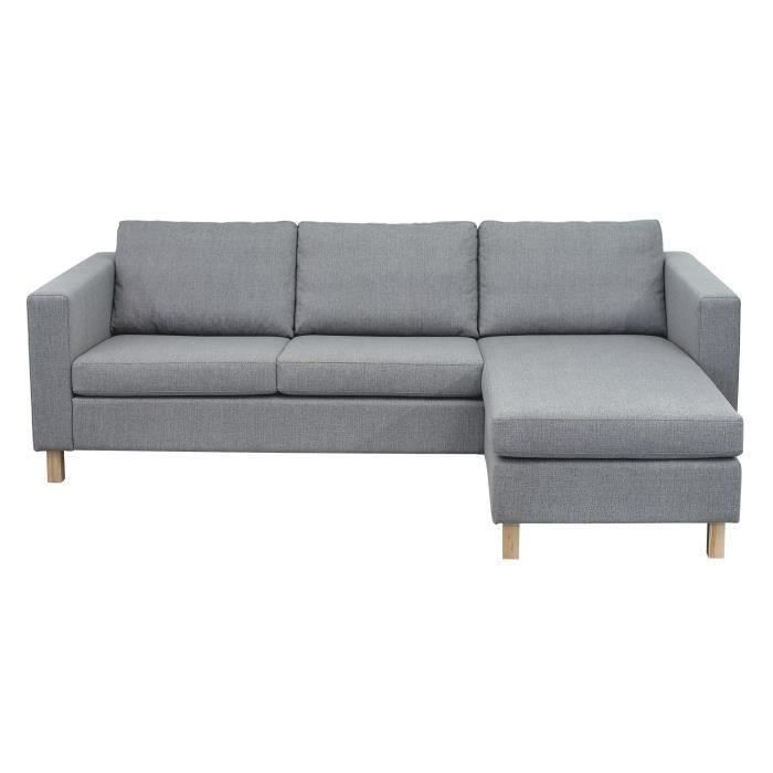 Finlandek Canapé Dangle Réversible 5 Places Isko Tissu Gris Clair Scandinave L 245 X P 154 Cm