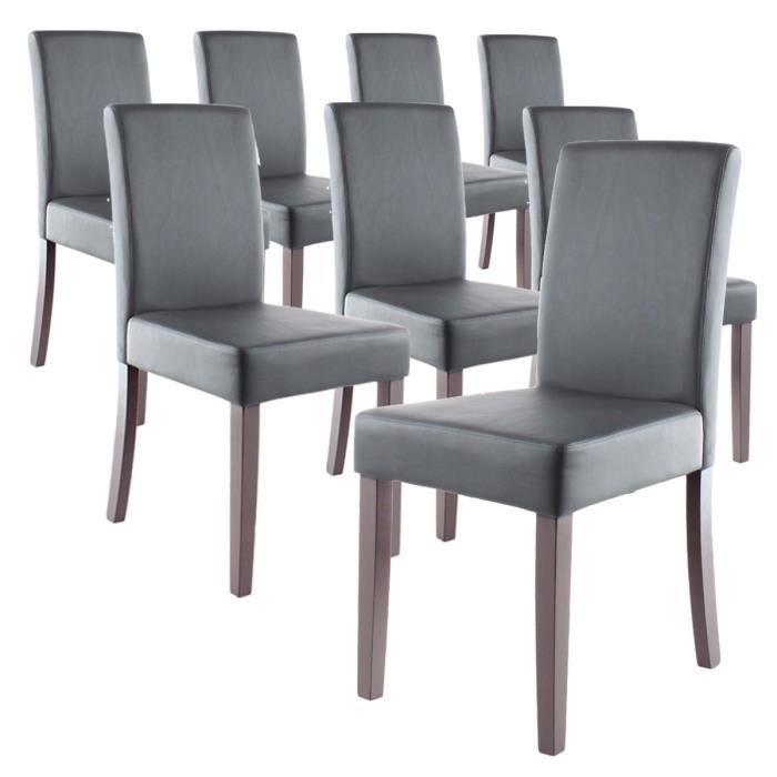 CLARA Lot de 8 Chaises de salle à manger grises  Cdiscount Maison