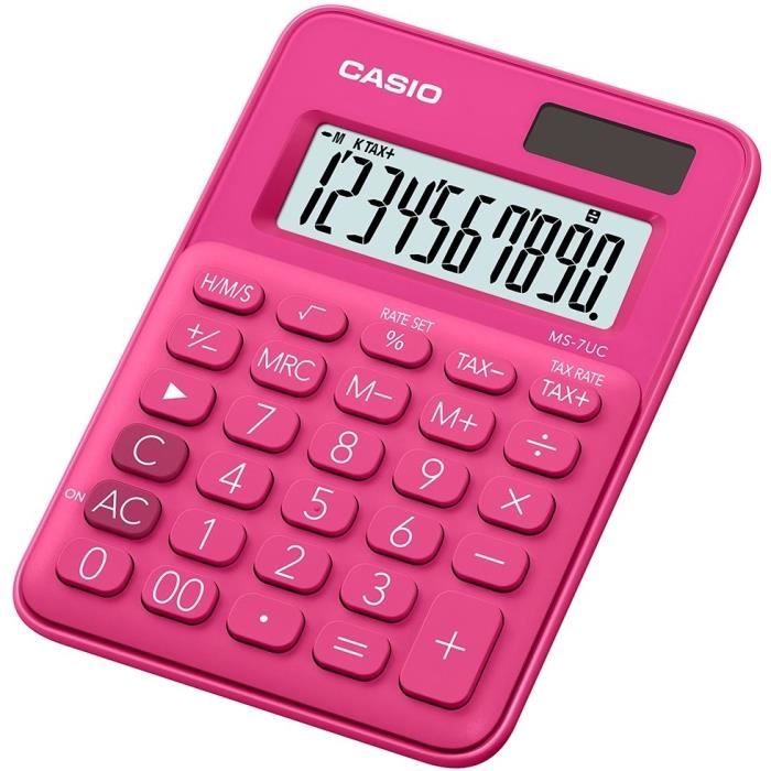 CASIO Calculatrice de bureau MS-7UC-RD-S-EC rouge