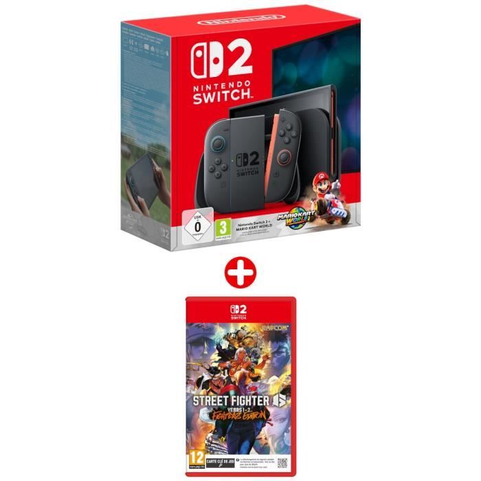Pack Nintendo : Console Nintendo Switch 2 + Mario Kart World (Code) + Street Fighter 6 Years 1-2 Fighter Edition