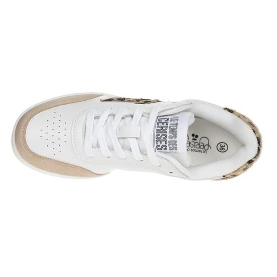 LE TEMPS DES CERISES Baskets Flash Blanc et leopard Femme Blanc Cdiscount Chaussures