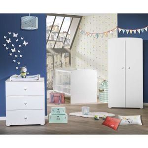 CHAMBRE COMPLÈTE BÉBÉ BABY PRICE New Basic Chambre Bébé Complète - Lit Evolutif 70 x 140 cm + Armoire + Commode à langer